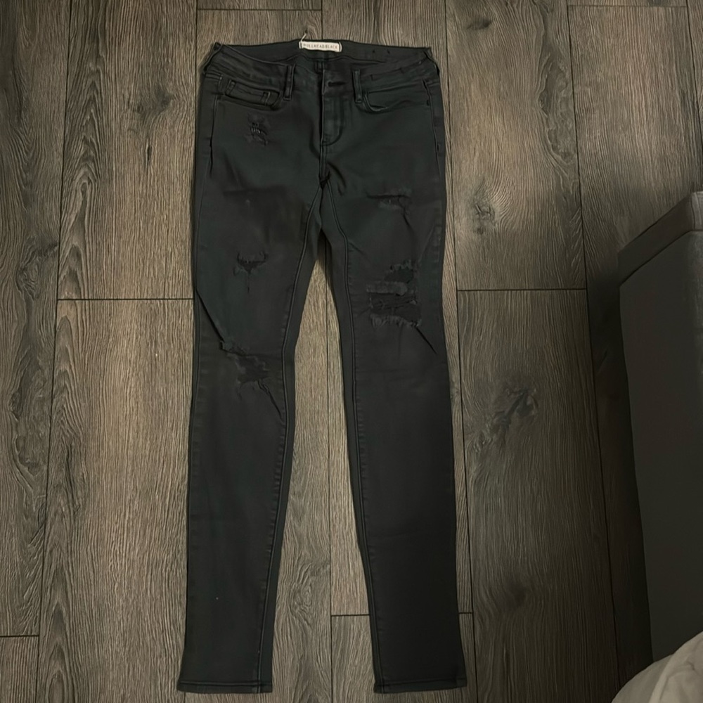 Black distressed denim legging